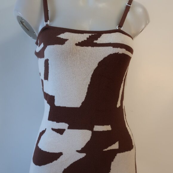 Womens Shag Boutique Brown, White Sweater Tank Pencil Maxi Dress S - Picture 3 of 8
